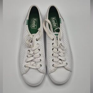 Keds White Perforated Leather Low-Top Sneakers